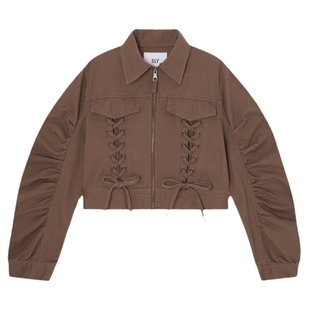 SLY24冬季新品酷辣街头短款工装抽绳夹克外套女038HAM30-0191