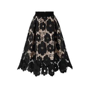 蕾丝不规则半身裙子女2025新款气质缕空高腰显瘦中长款百搭A字裙