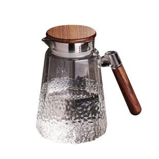 锤纹冷水壶耐高温玻璃家用喝凉白开水壶防爆木把泡茶壶果汁冰扎壶