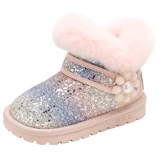 女童雪地靴儿童大棉鞋2025新款冬季加绒加厚女宝靴子保暖棉靴东北