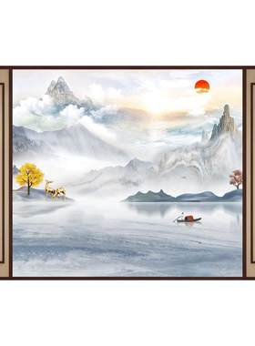 8d带边框一体背景壁布全国上门贴