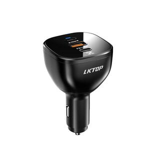 LKTOP立可拓车载充电器超级快充适用大疆御4pro/御3/Air3S无人机汽车货车24v车充点烟器130W一拖三转换插头