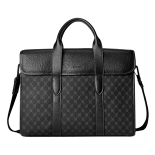 皮尔卡丹男包手提包商务休闲PVC老花公文包大容量新款单肩斜挎包