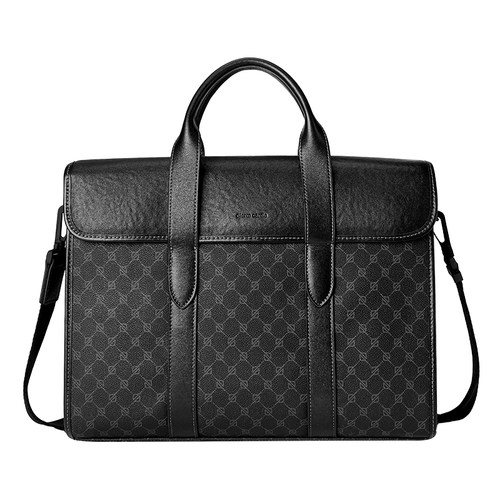 皮尔卡丹男包手提包商务休闲PVC老花公文包大容量新款单肩斜挎包