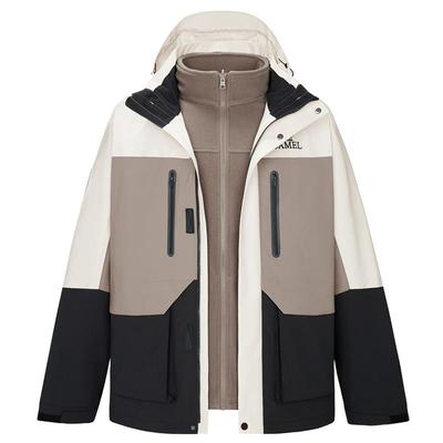 骆驼男装三合一冲锋衣男加厚可拆卸三防登山夹克外套户外防水徒步