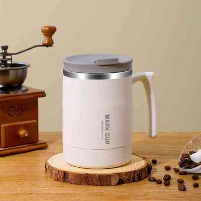 马克杯男生款带盖杯家用茶杯水杯不锈钢男士办公室杯子大容量