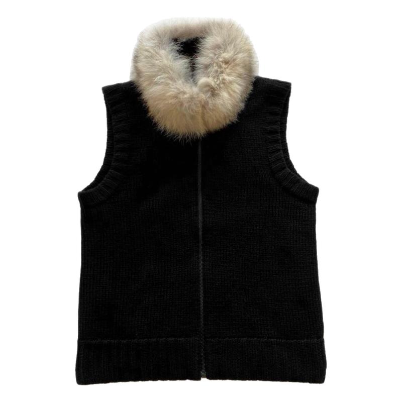 WEIQIN Wool1oo%  万物皆可搭 毛领虞美人 两面穿羊毛保暖马夹