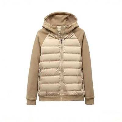 新国标90白鸭绒短款羽绒服女士秋冬新款拼接连帽外套轻薄保暖棉服