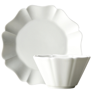 九土制陶瓷餐具套装白瓷花瓣盘子日用可微波深盘碗碟瓷器商用汤面