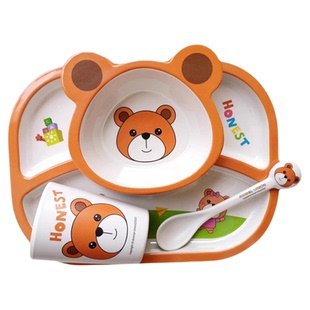 动物大联盟婴儿童盘子卡通餐具创意勺可爱小熊碗水杯分格辅食餐盘
