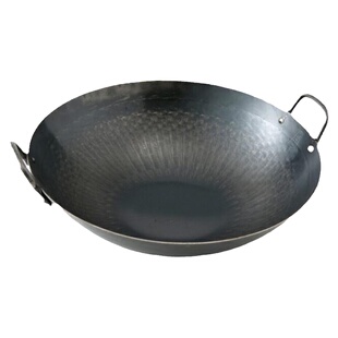 日本制 山田工业所 免开锅 老式家用双耳熟铁锅炸锅 炒菜锅煎饺锅
