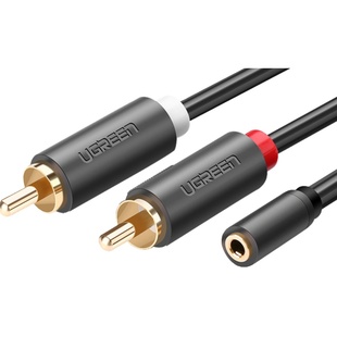 绿联音频线一分二3.5转母双莲花rca插头电脑手机接功放低音炮通用aux输出公对公一拖二无损音箱音响连接线