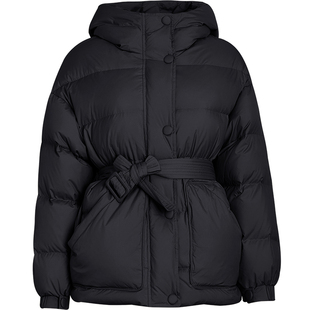 QS秸熙冬季新款羽绒服可爱熊熊连帽系腰带显瘦保暖90鸭绒短款外套