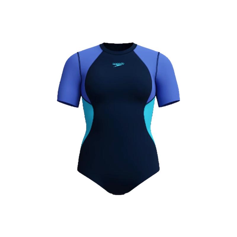 speedo25新款小平角短袖防晒泳衣