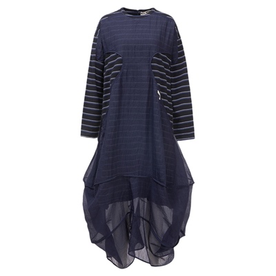 ALL BEINGS2026SS夏季新品设计感 解构拼接条纹廓形下摆连衣裙