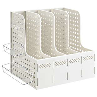 文件收纳架办公桌置物架桌面文件架工位书架书立架多层四联文件栏立式学生整理档案文件夹收纳盒资料文件框D1