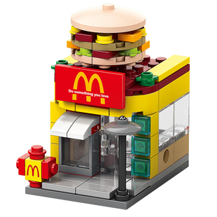 小学生城市街景拼装积木益智力玩具男孩儿童新年礼物盒装街边系列