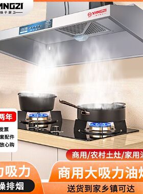 扬子油烟机商用餐饮店土灶台乡下抽油烟机大功率烟罩不锈钢排烟罩