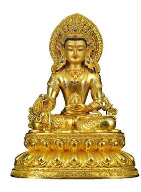 藏式7寸鎏金地藏王铜器雕像摆件