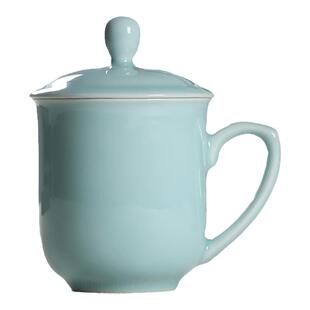 青瓷陈相源手工办公杯陶瓷带盖大号水杯个人将军杯茶杯会议礼品杯