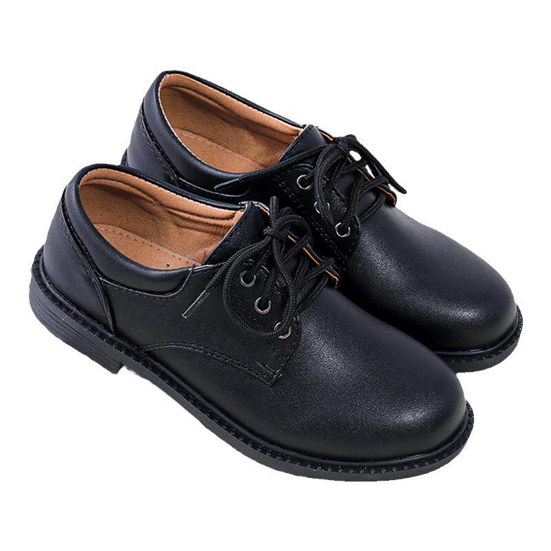 儿童皮鞋黑色男童系带小学生表演鞋春秋款单鞋中大童正装礼服校鞋