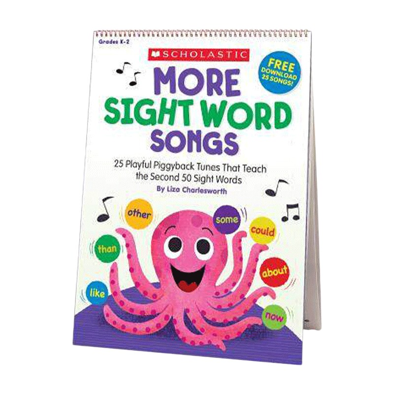 学乐儿童启蒙学习教学地板书 英文原版绘本 More Sight Word Songs Flip Chart 活动挂图 韵文童谣歌曲 英文版 进口英语原版书籍