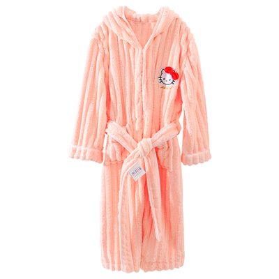 Kitty加厚速干吸水卡通浴袍睡衣