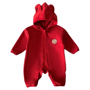 婴儿喜庆衣服冬季加厚保暖拜年服宝宝秋冬小月龄春节过年外出服暖