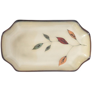 玉泉彩叶中式家用创意碗盘餐盘汤碗陶瓷餐具碗碟盘子釉下彩菜盘