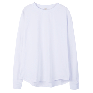 欧美比伯同款上身休闲长袖T恤前短后长纯色上衣打底衫潮oversize