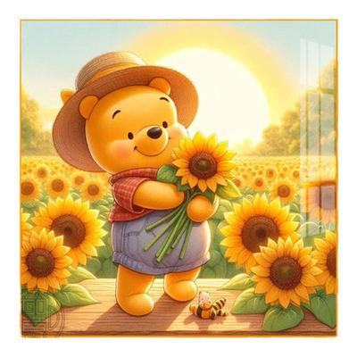 钻石画满钻可爱小熊向日葵