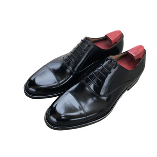 手工男鞋固特异黑色商务缝线头层牛皮进口皮底百搭正装绅士三接头