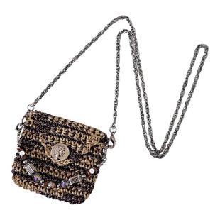 DHOUSE原创25年夏复古手工编织斜挎Flip折叠屏手机包 巴比伦公主