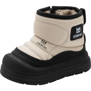 英贝米尼儿童棉靴保暖加绒男童鞋子冬季小童靴子女童防滑雪地靴