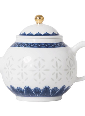 玉柏青花缠枝莲茶具套装高温白瓷
