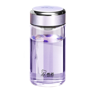 希诺新款玻璃杯耐高温茶水分离花茶杯单层加厚杯子女士高颜值水杯