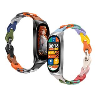 适用小米手环10表带8代9链式镂空硅胶表带7/6/5运动智能手环女生夏天手链男生腕带金属框保护壳配件贴膜