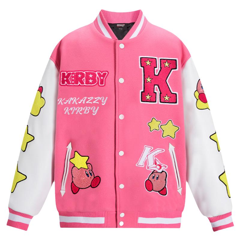kakazzy美式街头PU皮棒球服男潮牌嘻哈刺绣宽松情侣休闲皮衣夹克
