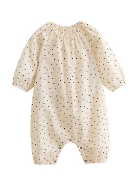 enhennbaby婴儿波点圆领连体衣2026春秋新款宝宝纯棉哈衣外出衣服