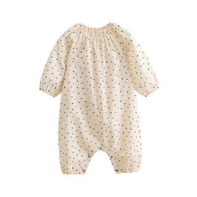 enhennbaby婴儿波点圆领连体衣2025秋冬新款宝宝纯棉哈衣外出衣服