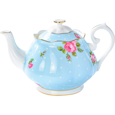 皇家albert波尔卡蓝玫瑰咖啡壶
