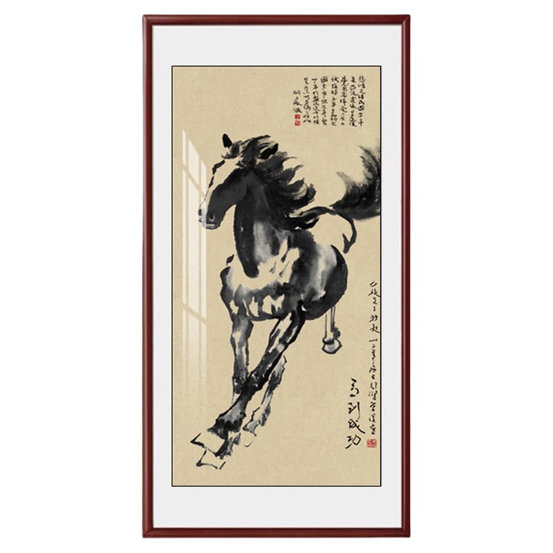 徐悲鸿马画像挂画八骏图装饰画马到成功办公室奔马玄关客厅装饰画