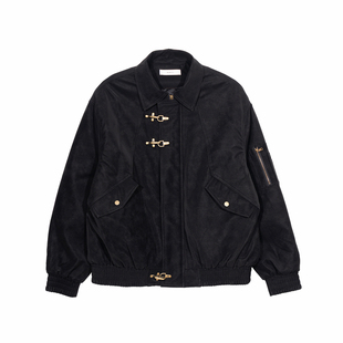 Hualun冬季男生过冬外套夹棉加厚防风夹克男装老钱风PU皮翻领上衣