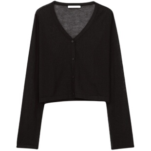 黑色亚麻防晒衫小开衫配吊带加两件套外搭罩衫女薄款夏季针织空调