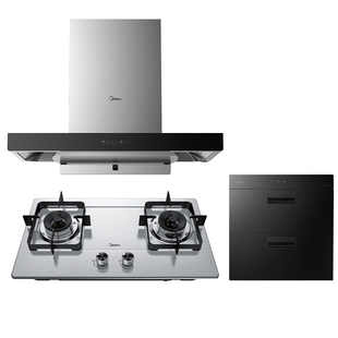 美的抽油烟机燃气灶套装烟灶热消毒热水器柜家用厨房组合三件套餐