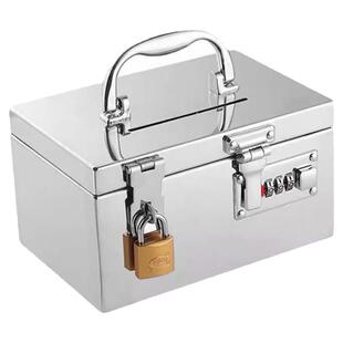 收纳盒首饰桌面化妆带锁铁箱子小密码箱长方形整理票据家用存钱箱