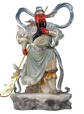 佛堂韦陀伽蓝大护法白玉彩绘镶金