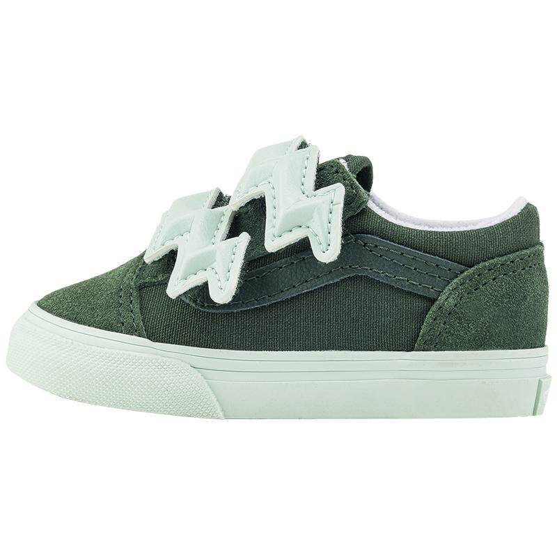 Vans范斯童鞋官方 Old Skool V Bolt Strap绿色小童板鞋