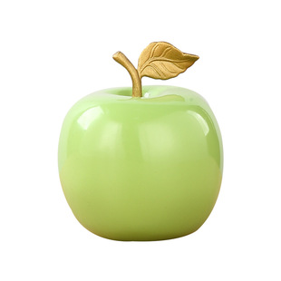 纯黄铜手工彩绘苹果摆件黄铜金苹果铜柿子平安果福柿创意礼品摆件