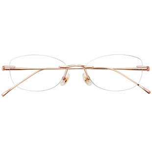 超轻纯钛近视眼镜女款可配度数无边框镜架高智感蝶形小框素颜神器